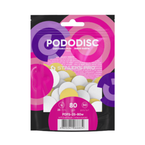 STALEKS Pododisc Змінні файли на м’якій основі для педикюрного диску L, 25 мм, 80 гріт, білі, набір 50 шт