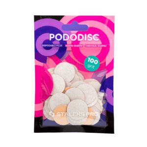 STALEKS Pododisc Змінні файли для педикюрного диску M, 20 мм, 100 гріт, білі, набір 50 шт