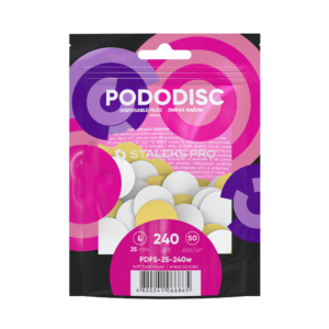 STALEKS Pododisc Змінні файли на м’якій основі для педикюрного диску М, 20 мм, 240 гріт, білі, набір 50 шт